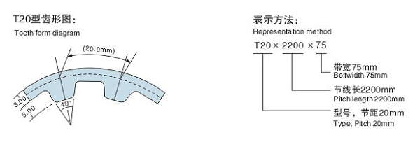 T20型公制T型齿同步带(橡胶/聚胺酯)