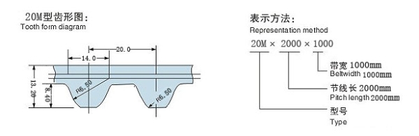 20M型HTD圆弧齿同步带