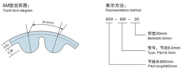 8M型HTD圆弧齿同步带(橡胶/聚胺酯)