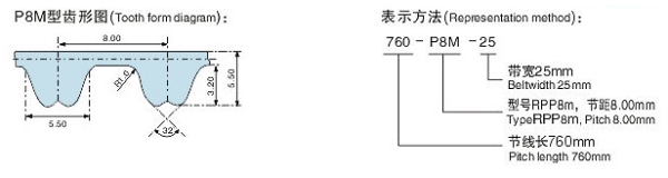 RPP8M型同步带(橡胶/聚胺酯)